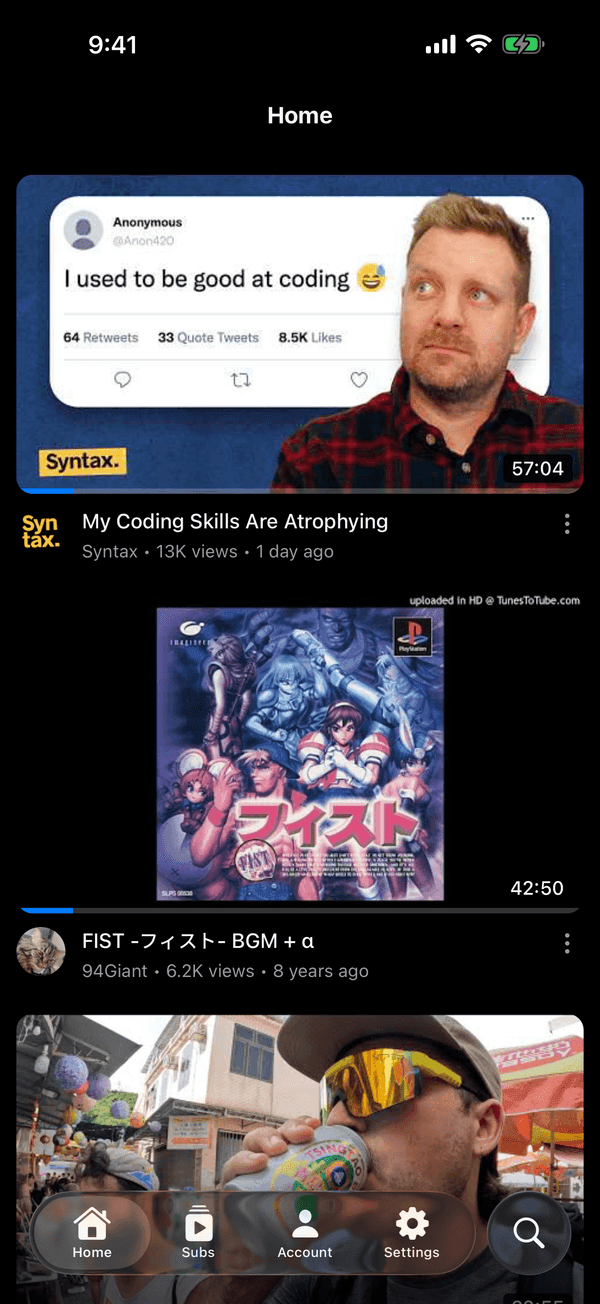 Iris home feed showing videos as clean cards